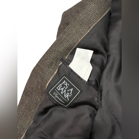 Jos. A. Bank 46R Men’s Brown Houndstooth Sports Coat Blazer Wool Silk Linen - Picture 9 of 12